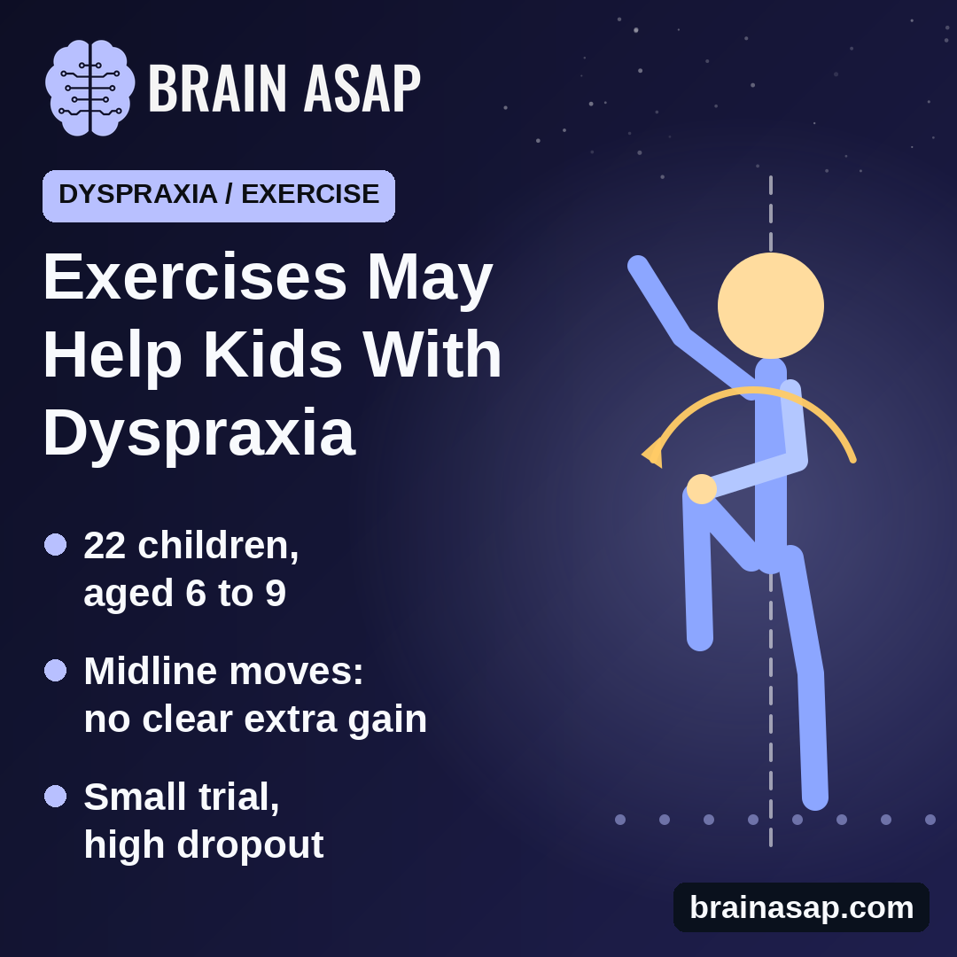Coordination Exercises May Help Kids With Dyspraxia, With or Without Midline Moves