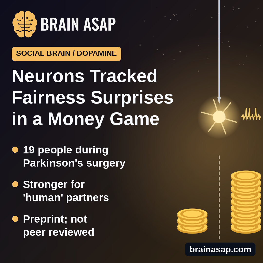 Dopamine-Like Neurons Tracked Fairness Surprises in a Money Game During Brain Surgery